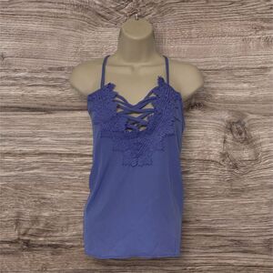 NWT - Rue21 Lace Trim Cami – Periwinkle Blue Strappy Flowy Tank, Size XL